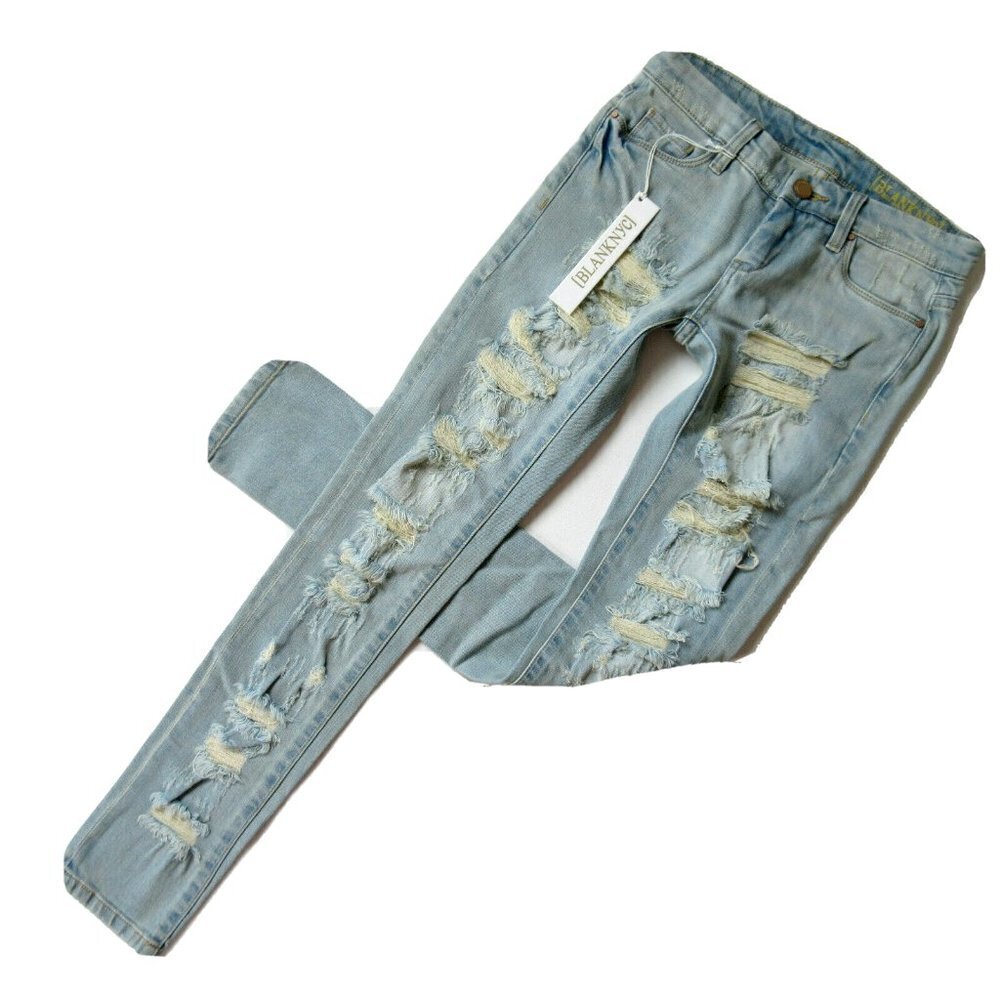 NWT Blank NYC Skinny Classique in Dreamathon Destroyed Shredded Stretch Jeans 24